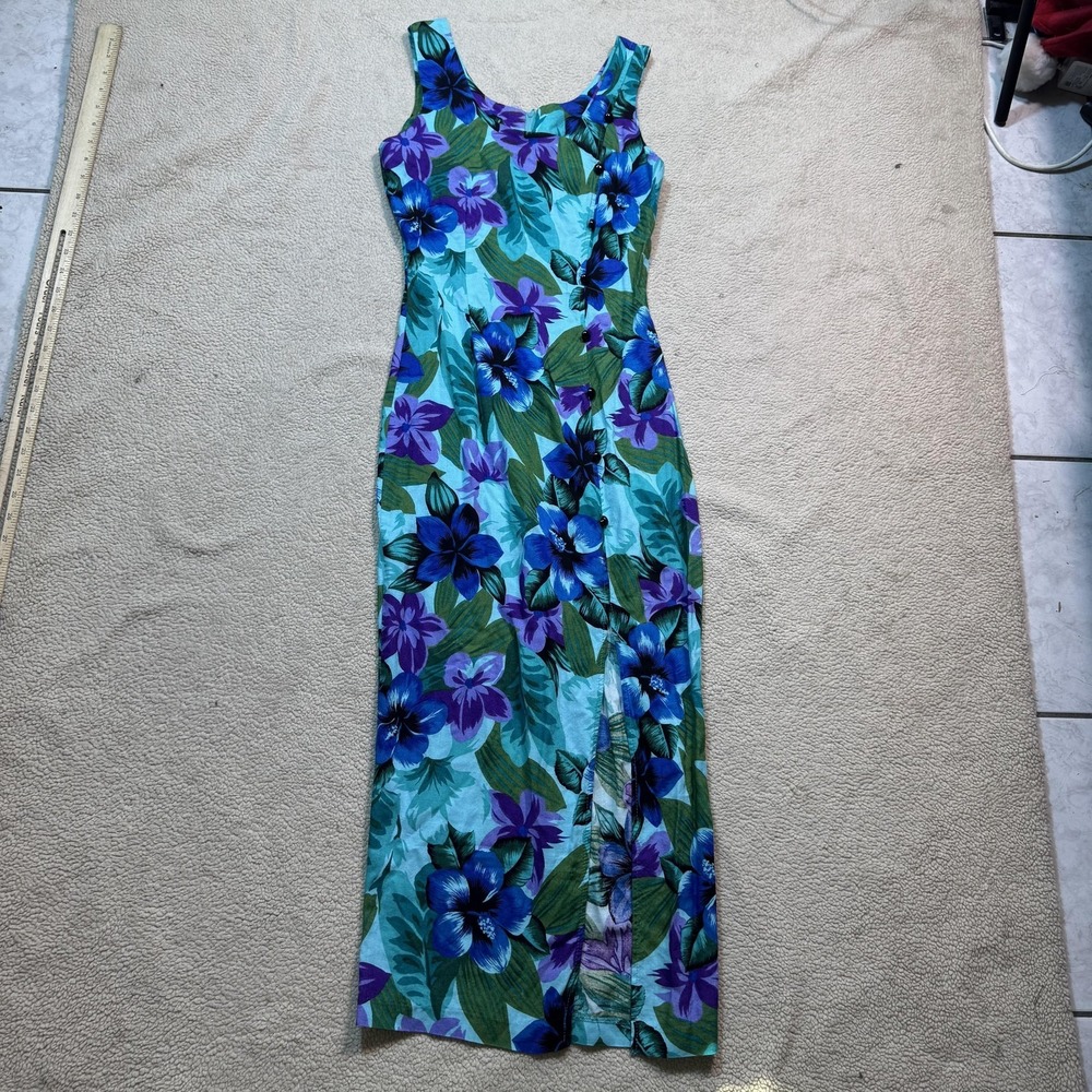 VINTAGE Spoiled Girls Dress Womens 3‎ Blue Floral Rayon Made USA 90s SED355B